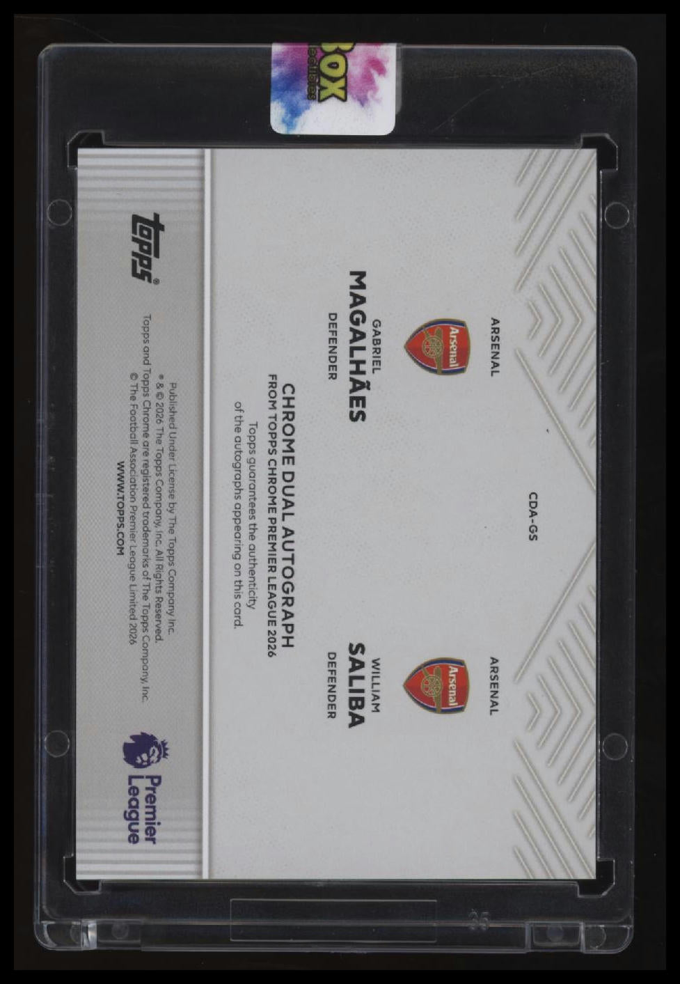 2025-26 Topps Chrome PL Gabriel Magalhães/William Saliba Chrome Auto Gold #/50