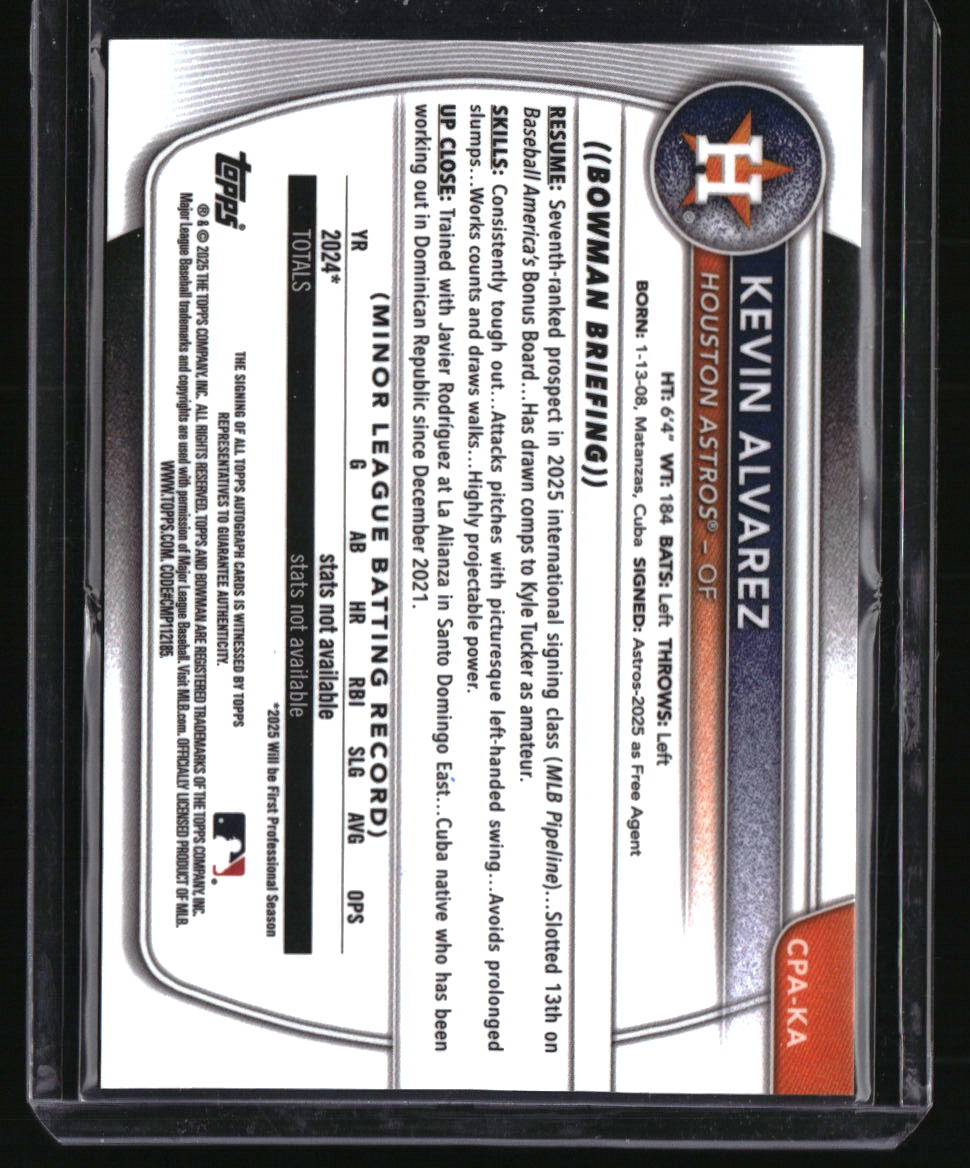 2025 Bowman Chrome Kevin Alvarez Prospect Autographs