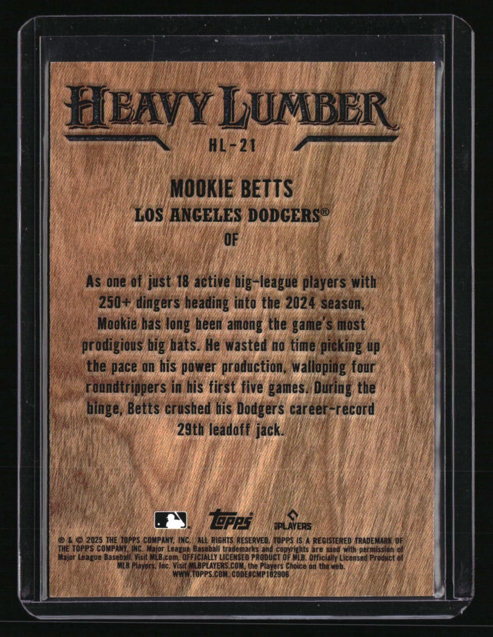 2025 Topps Mookie Betts Heavy Lumber