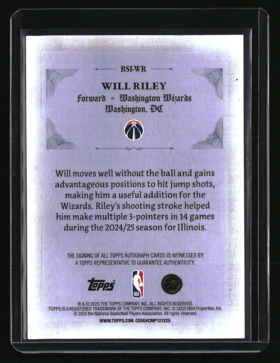 2025-26 Topps Will Riley Signed and Sealed