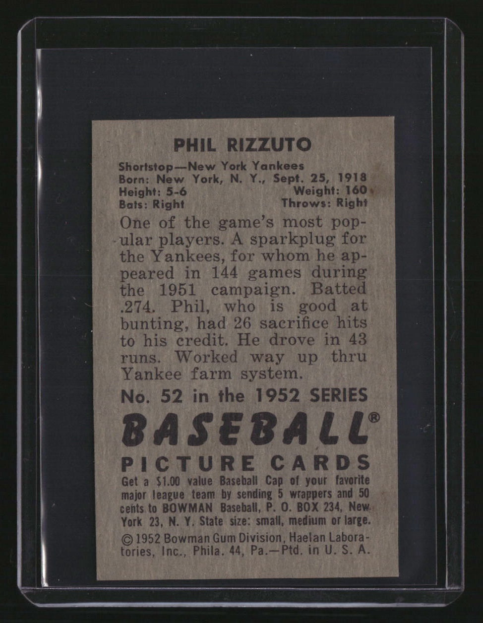 1952 Bowman Phil Rizzuto