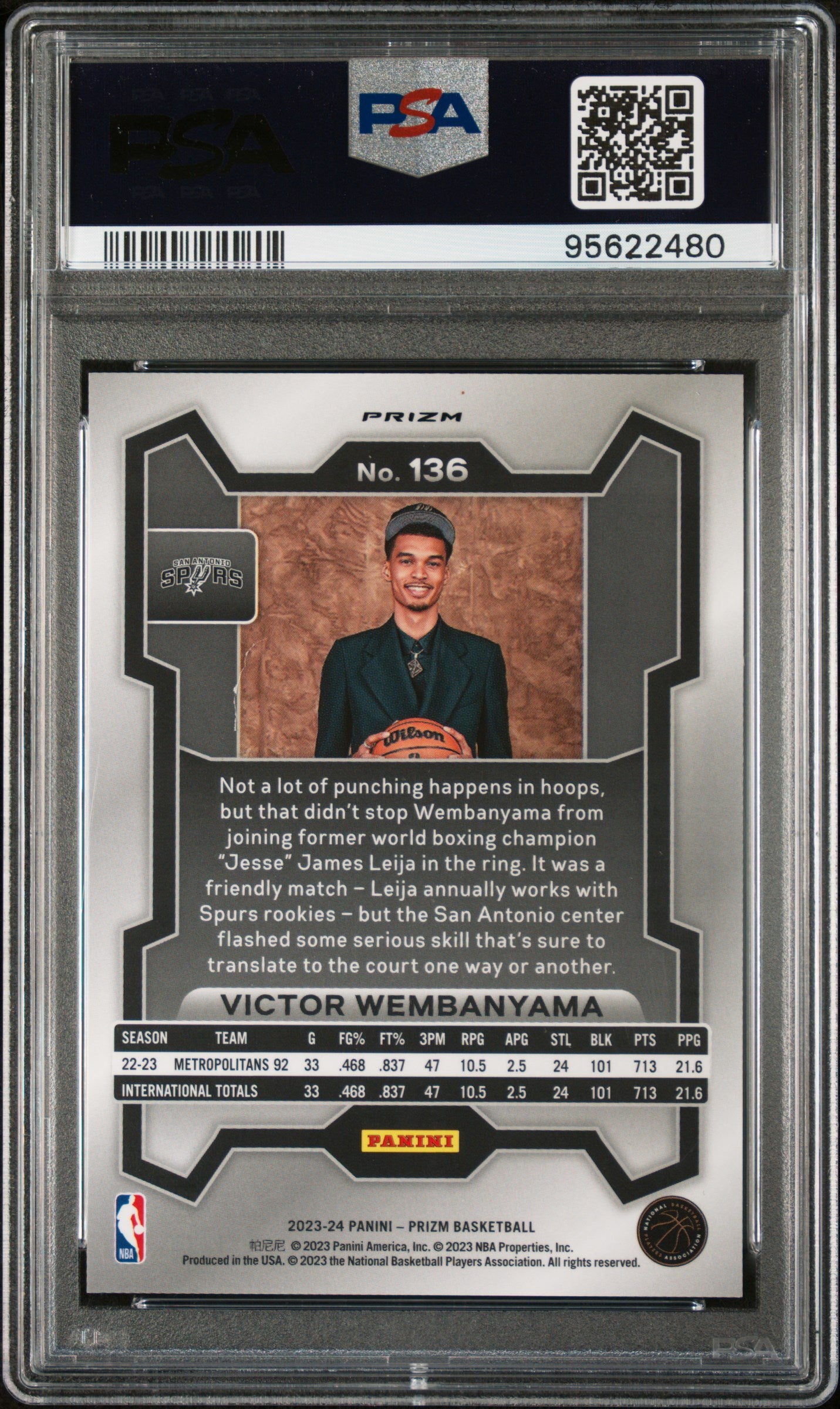 2023 Panini Prizm Victor Wembanyama Variation-Fast Break PSA 8