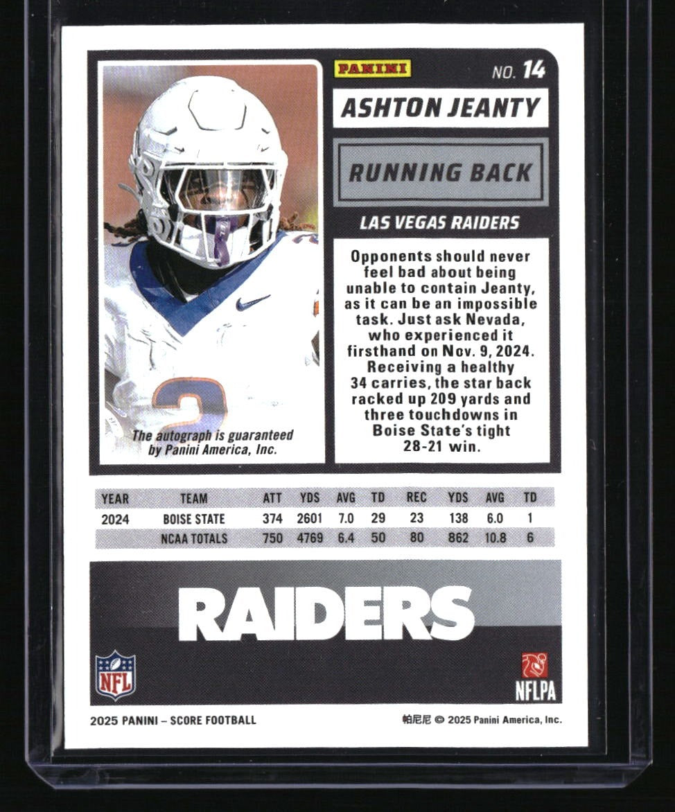 2025 Score Ashton Jeanty Base Rookie Signatures