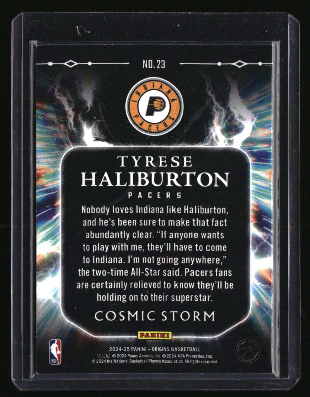 2024-25 Panini Origins Tyrese Haliburton Cosmic Storm Red #/75