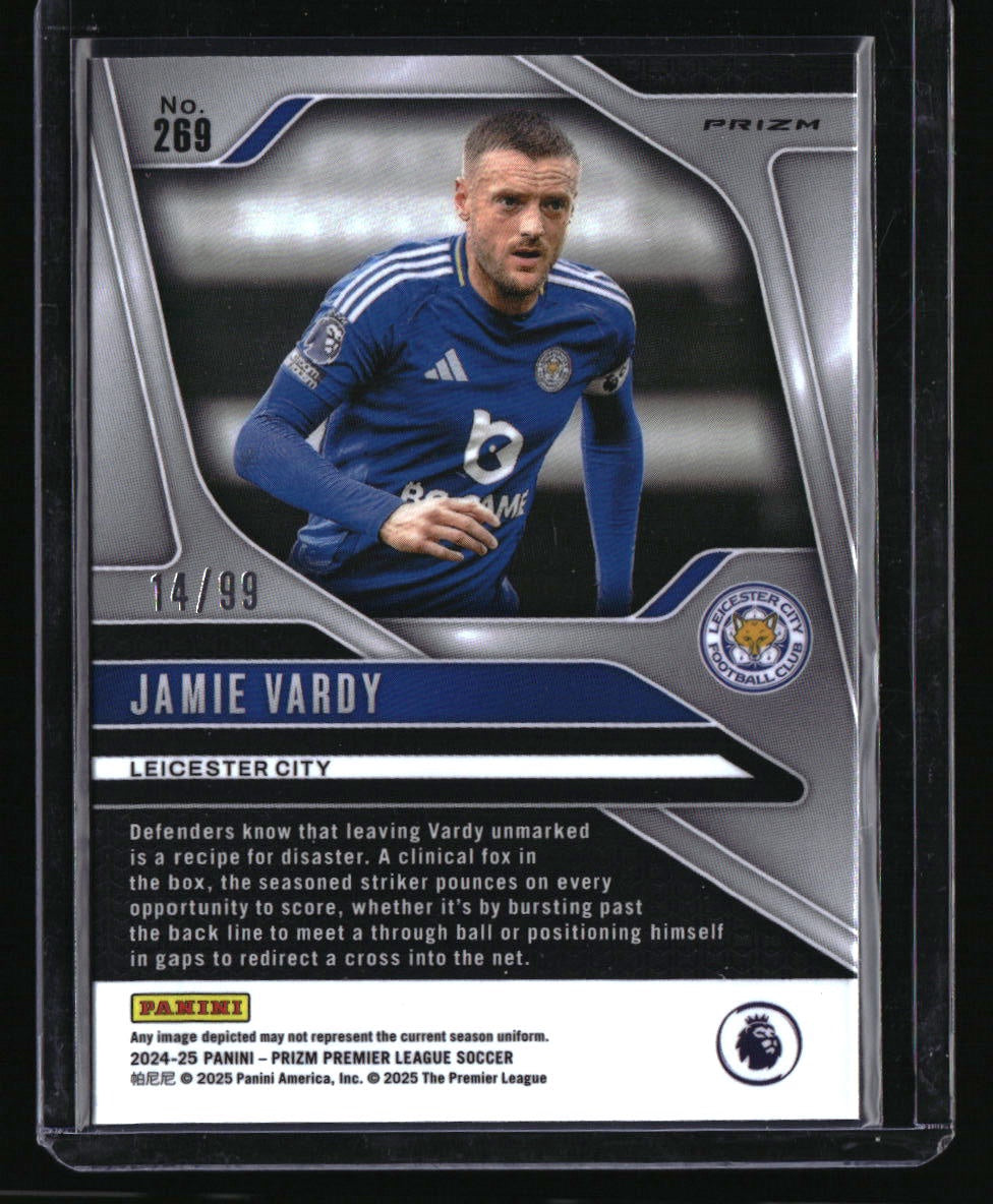 2024-25 Panini Prizm Premier League Jamie Vardy Blue Breakaway #/99