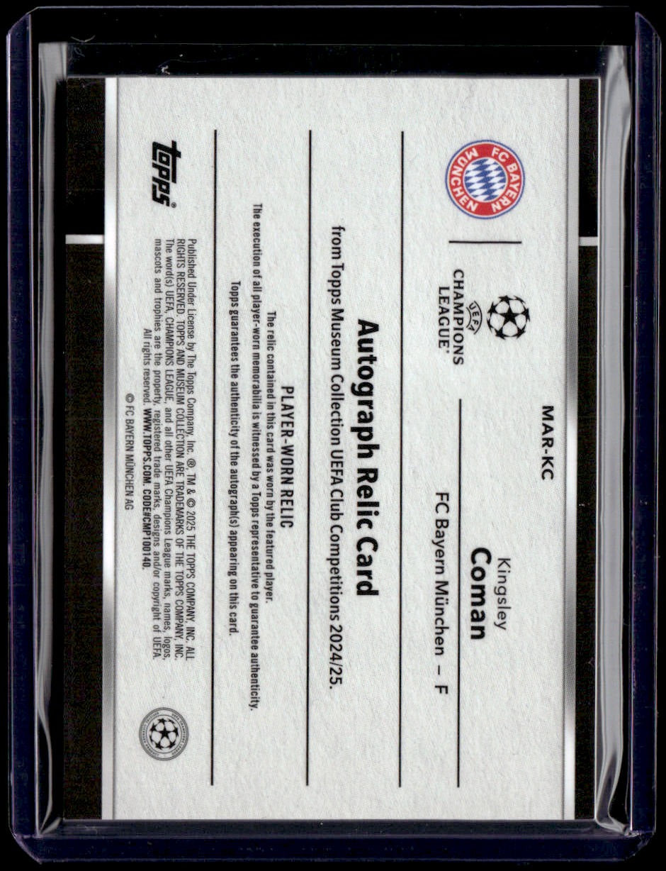 2024 Topps Museum Collection UEFA Kingsley Coman Auto Relics Rose Quartz #/299