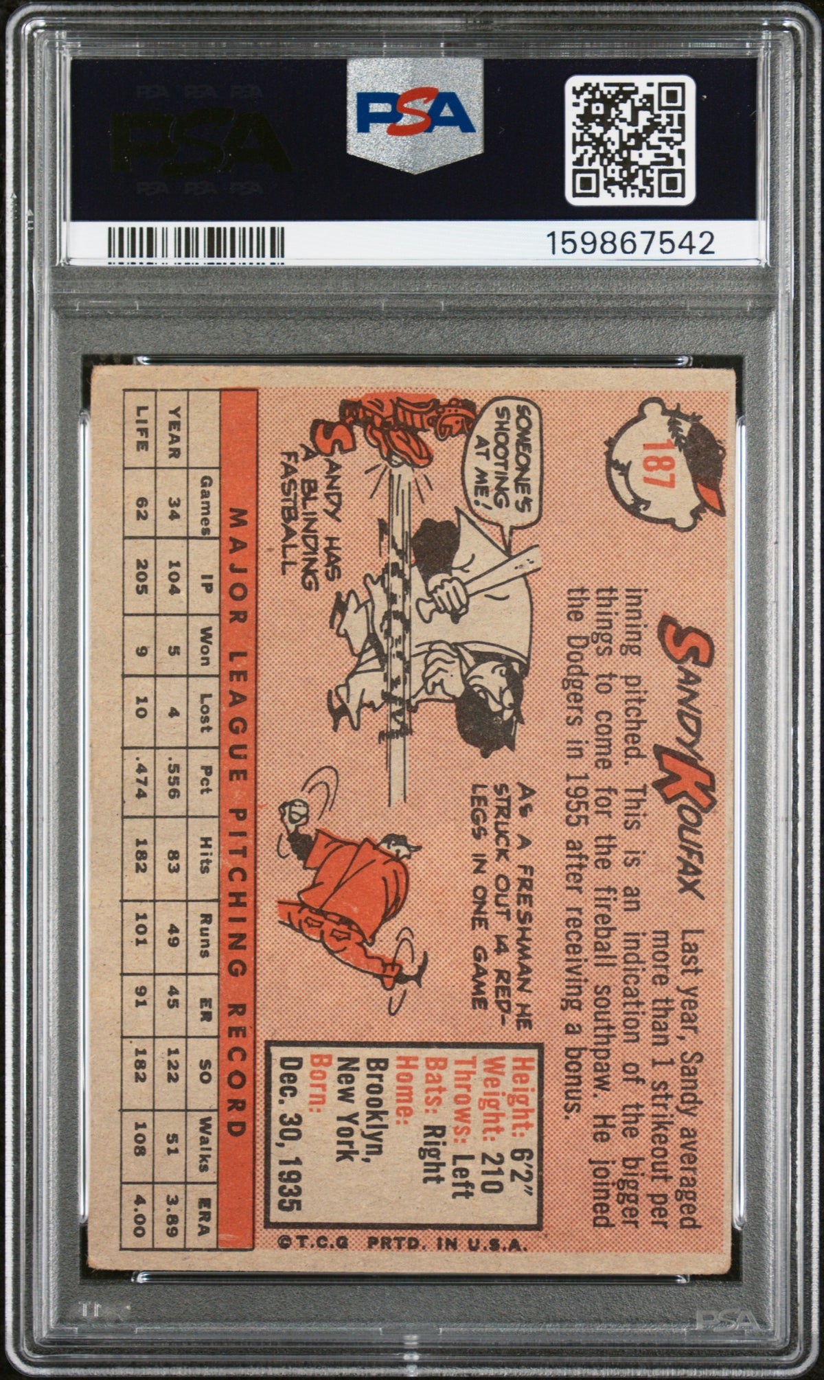 1958 Topps Sandy Koufax PSA 3