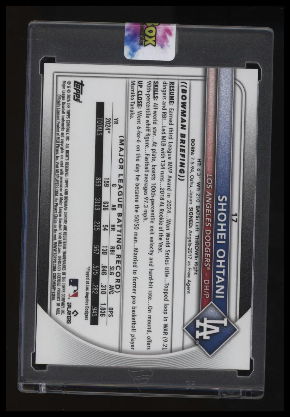 2025 Bowman Chrome Sapphire Edition Shohei Ohtani