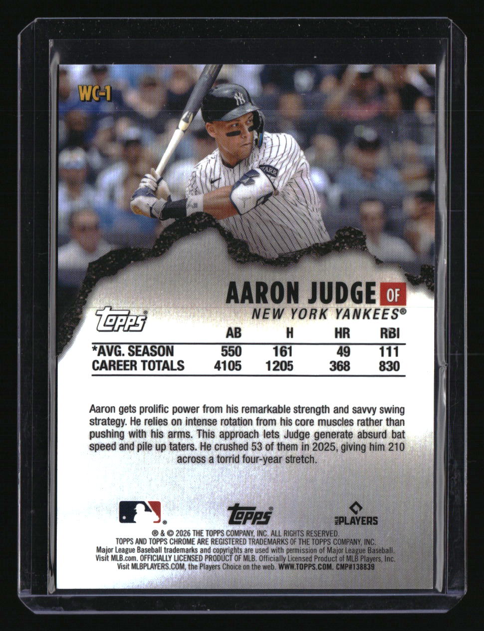 2026 Topps Chrome Aaron Judge Wrecking Crew Purple Wave Refractor #/75