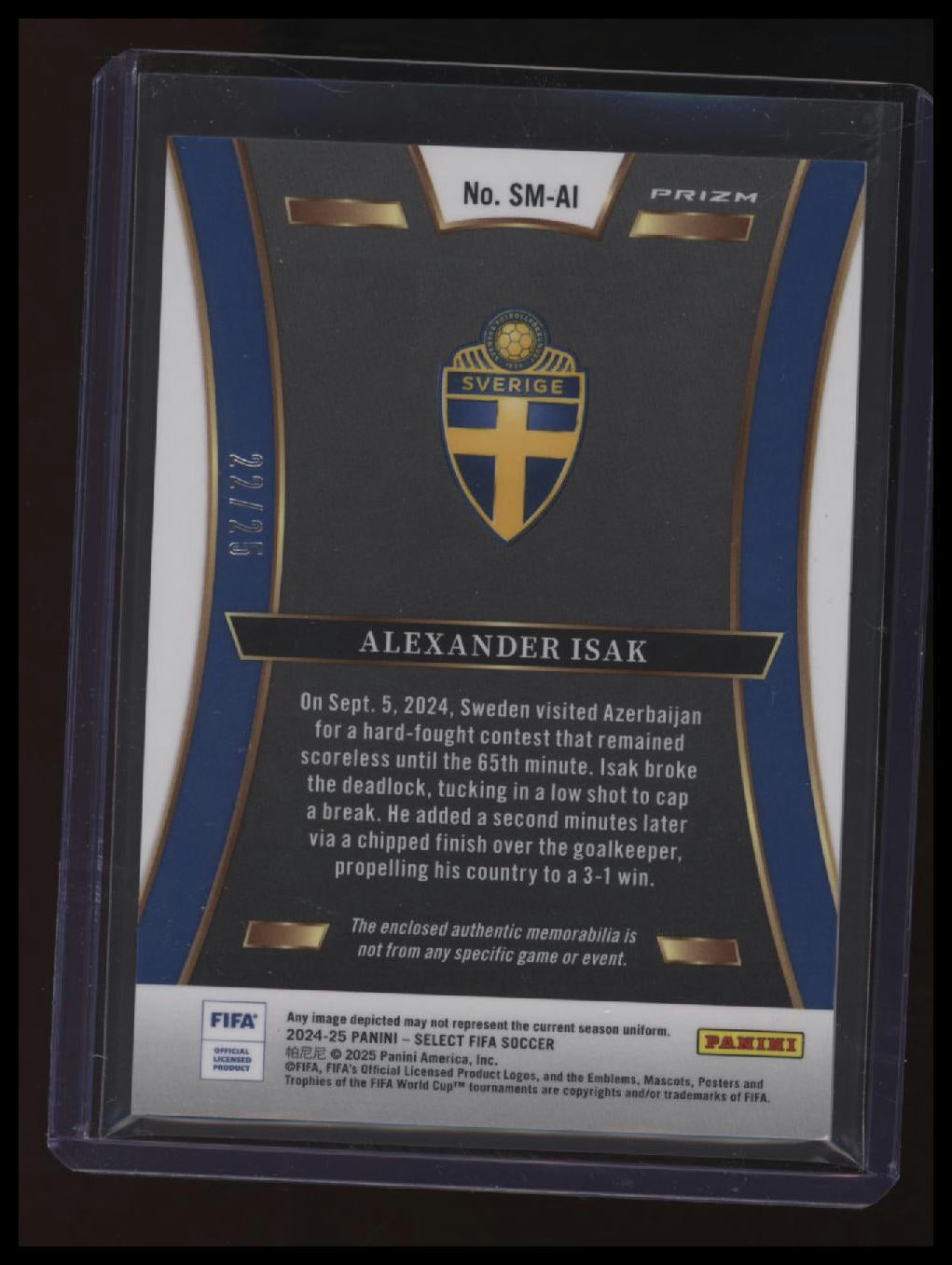 2024-25 Panini Select FIFA Alexander Isak Select Memorabilia Tie-Dye #/25