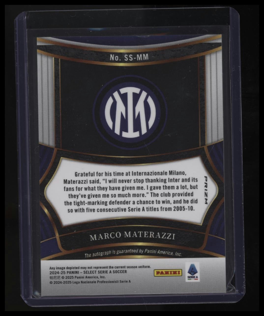 2024-25 Panini Select Serie A Marco Materazzi Signatures Red