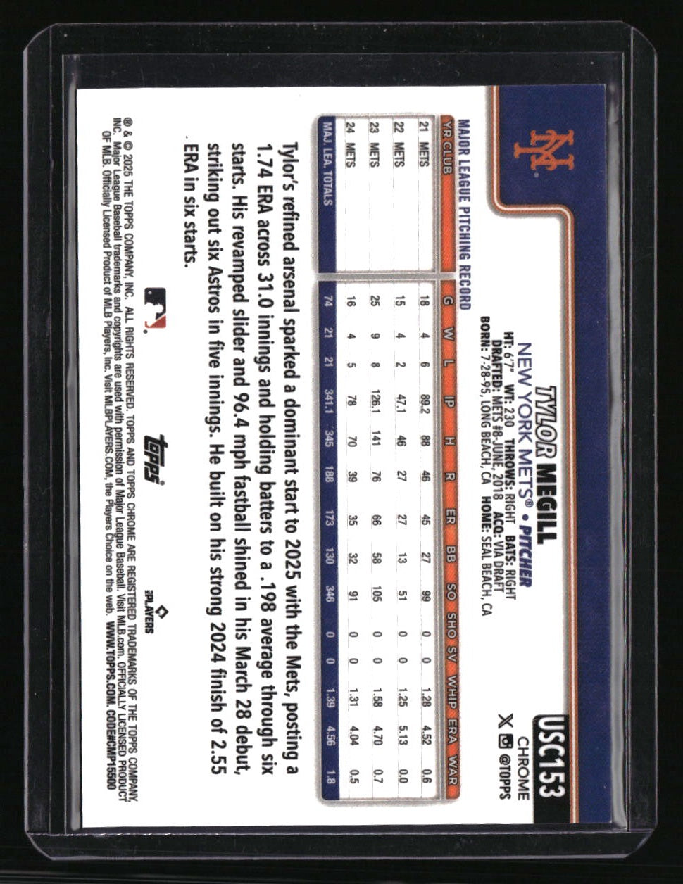 2025 Topps Chrome Update Tylor Megill Black Geometric Refractors #/10