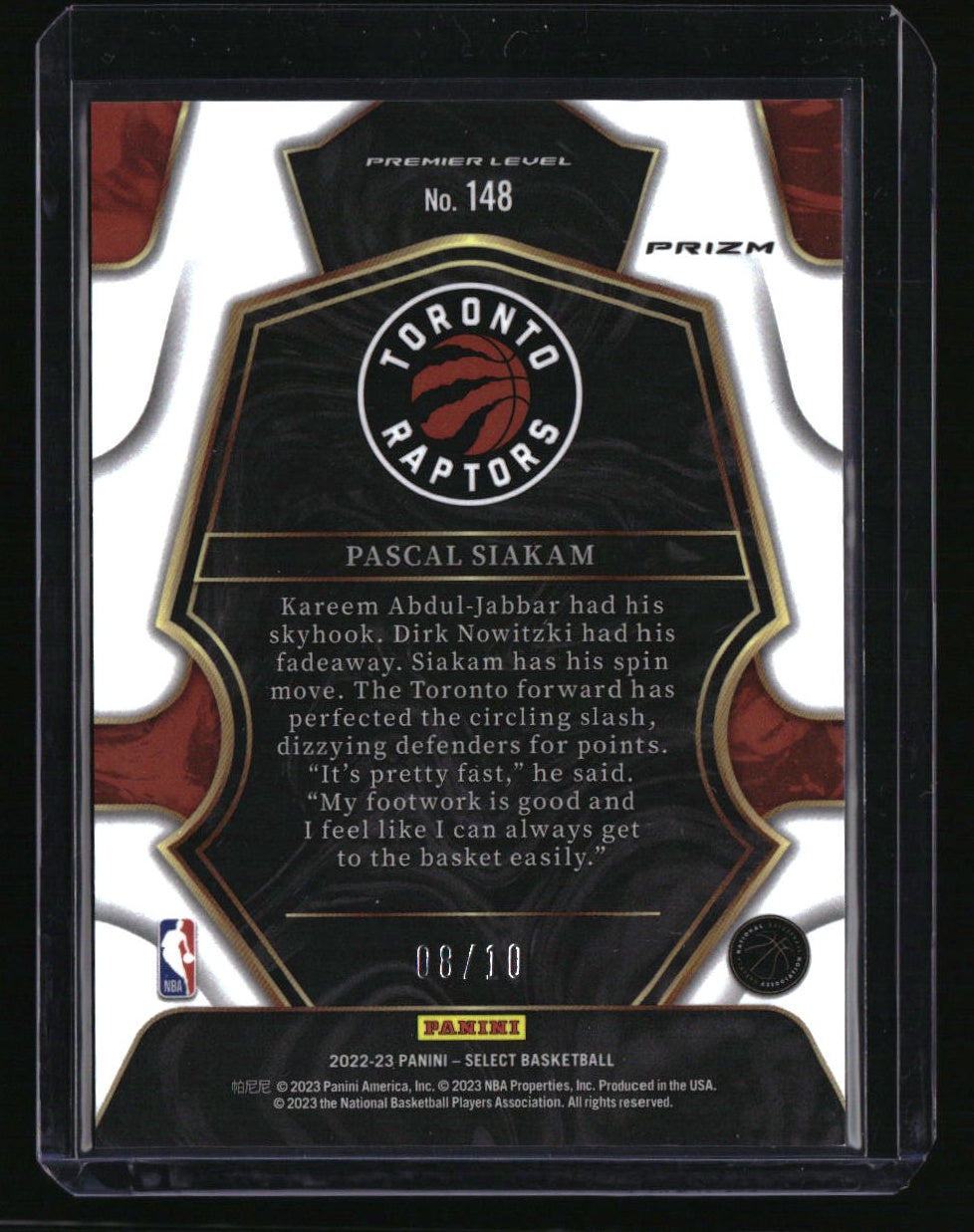 2022-23 Panini Select Pascal Siakam Gold Disco Prizms #/10