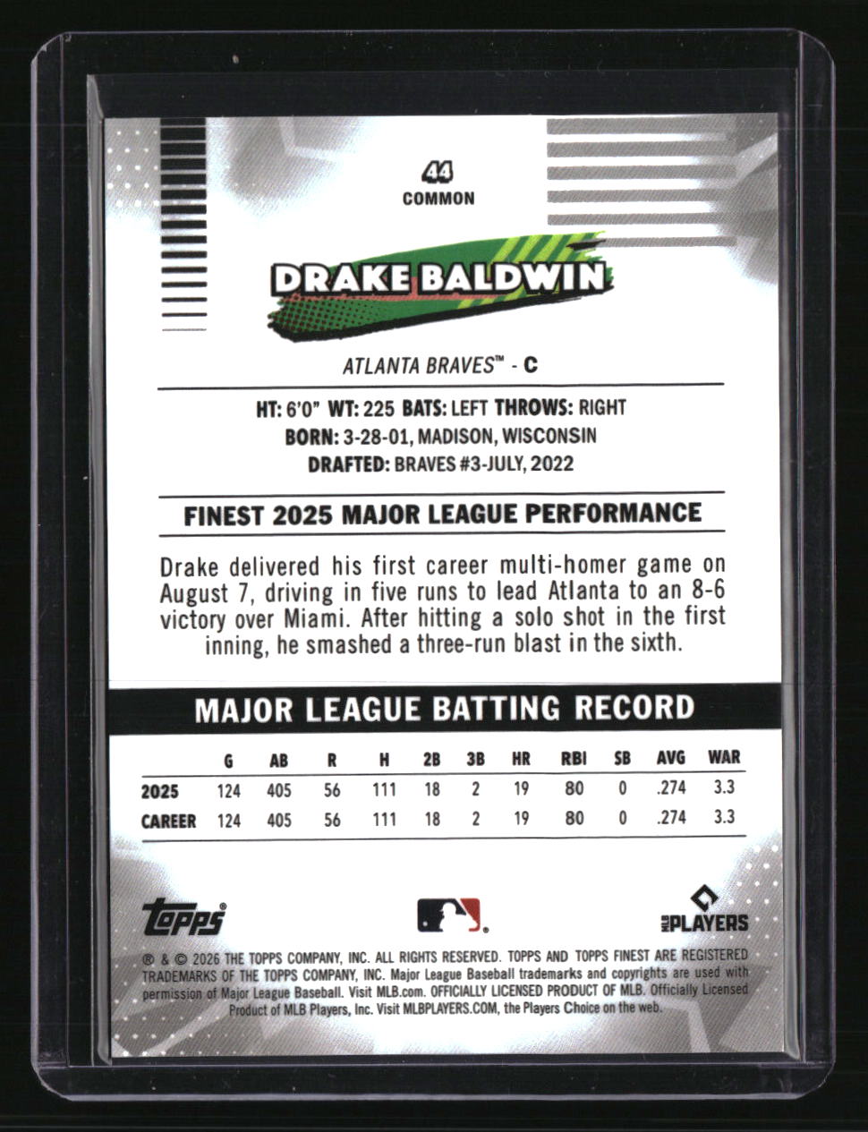 2026 Finest Drake Baldwin Gold X-Fractors #/50