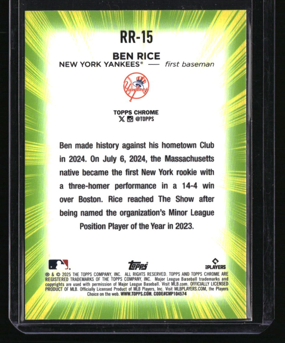 2025 Topps Chrome Ben Rice Radiating Rookies