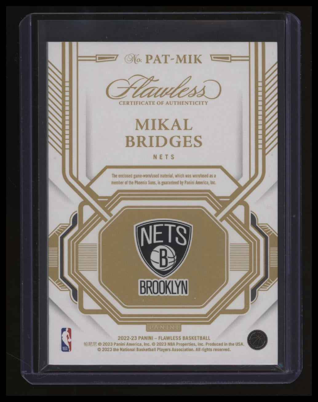 2022-23 Panini Flawless Mikal Bridges Patches Ruby #/15