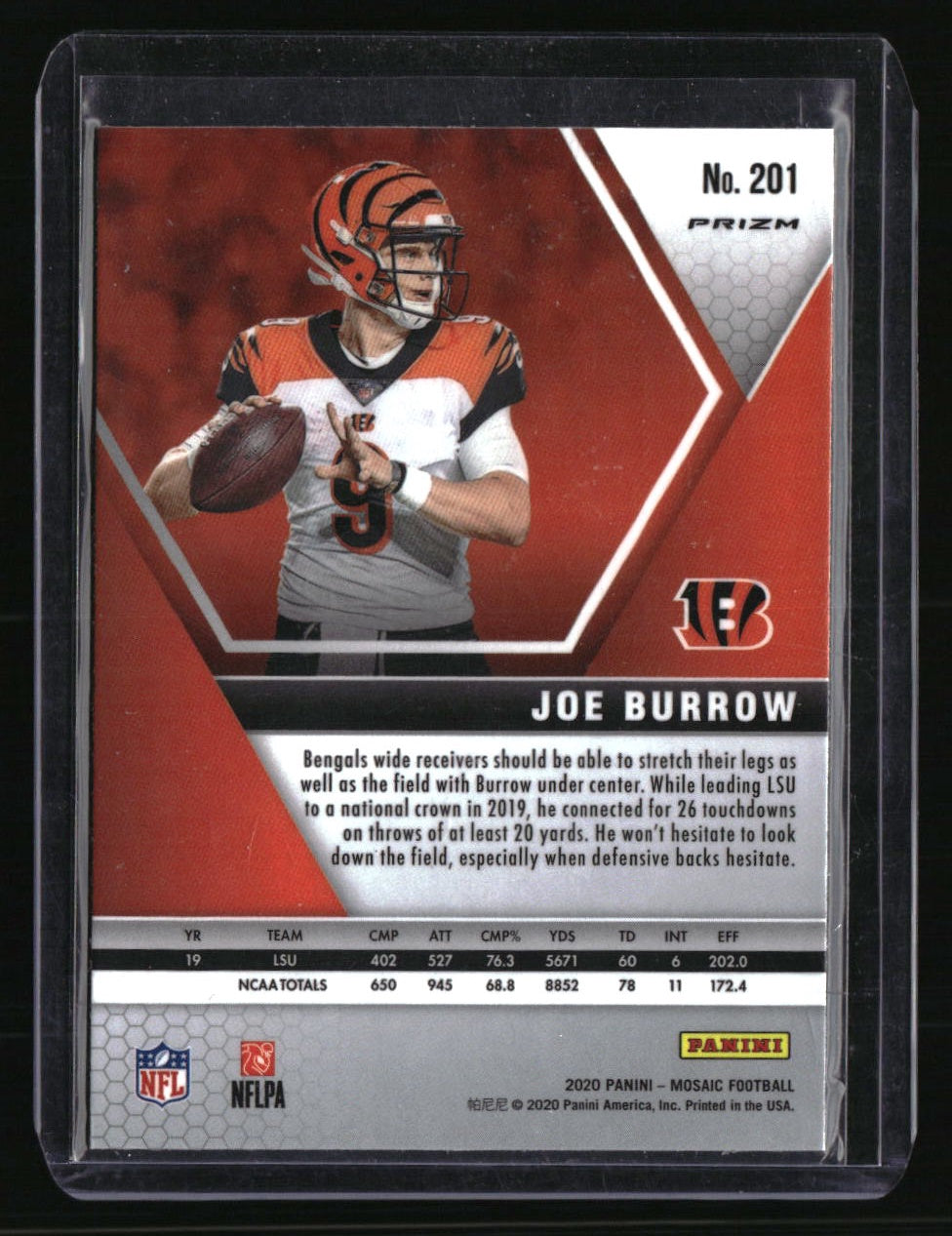 2020 Panini Mosaic Joe Burrow Prizm Camo Pink