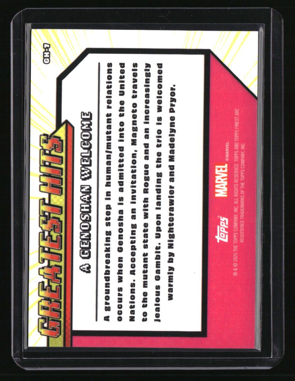 2025 Topps Finest X-Men '97 A Genoshan Welcome Greatest Hits Orange #/25