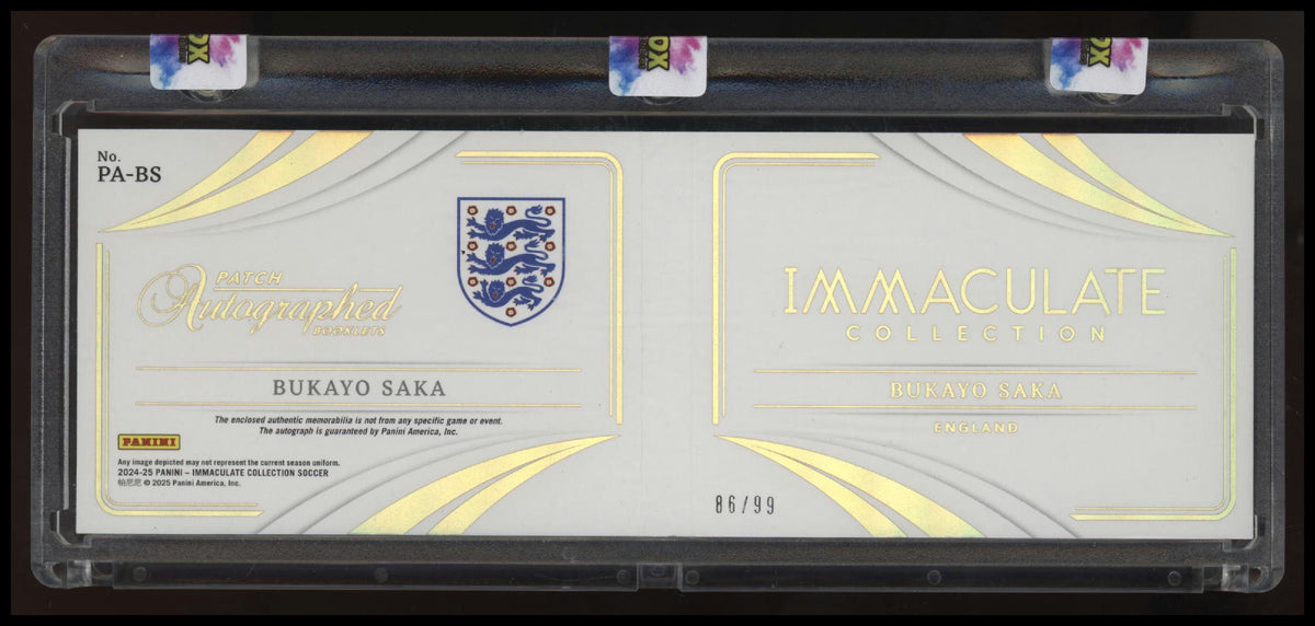 2024-25 Panini Immaculate Collection Bukayo Saka Patch Autographed Booklets #/99
