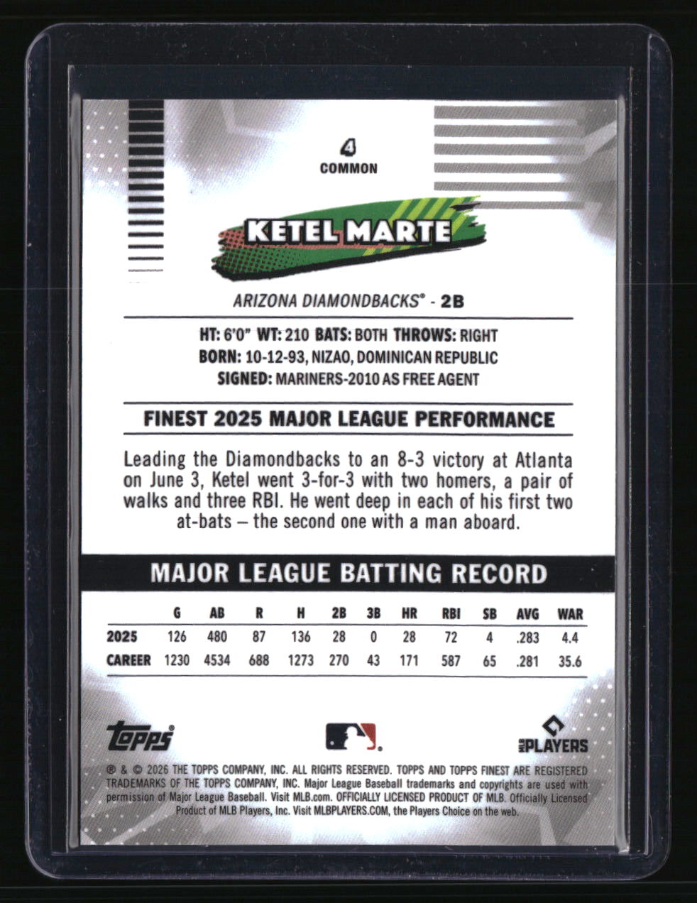 2026 Finest Ketel Marte Orange Refractors #/25