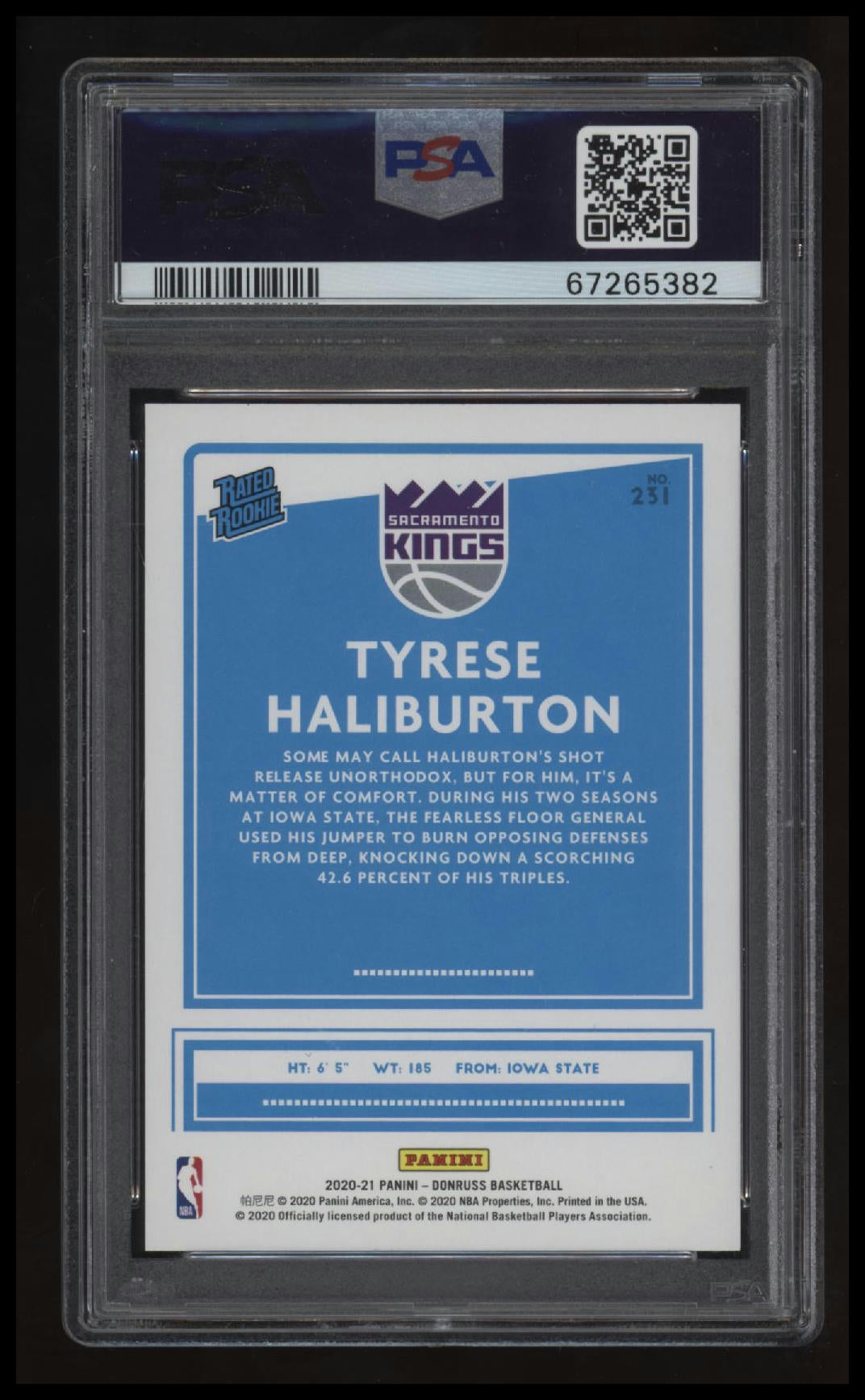 2020 Panini Donruss Tyrese Haliburton PSA 10