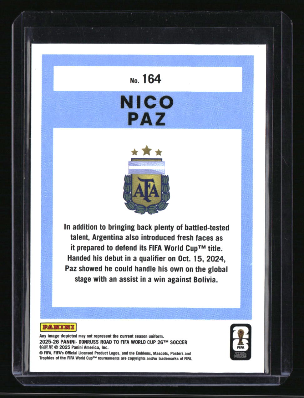 2025-26 Donruss Road to FIFA World Cup Nico Paz Blue Pyramids #/95