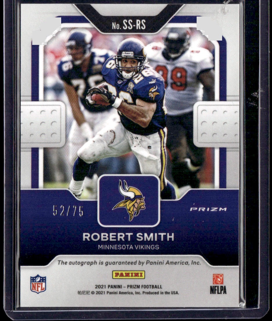2021 Panini Prizm Robert Smith Sensational Signatures Prizm Blue Ice #/75