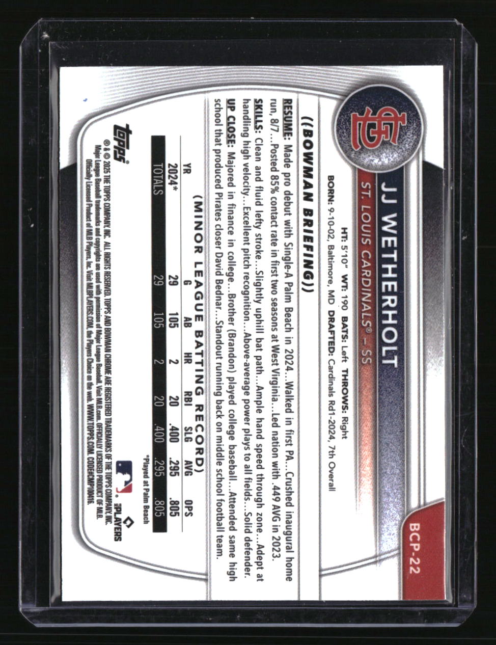 2025 Bowman Sapphire Edition JJ Wetherholt