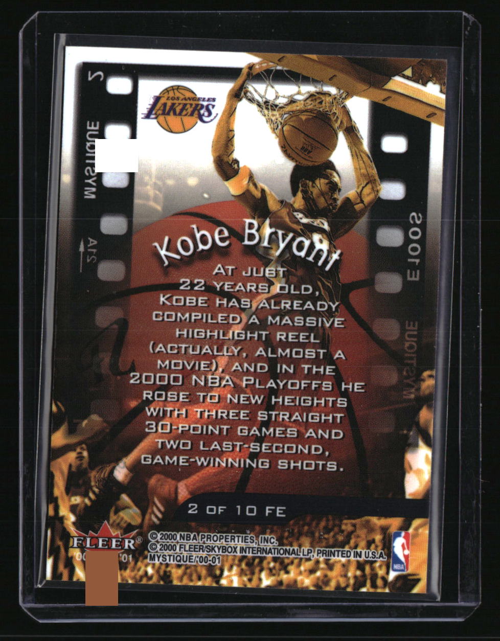 2000-01 Fleer Mystique Kobe Bryant Film at Eleven