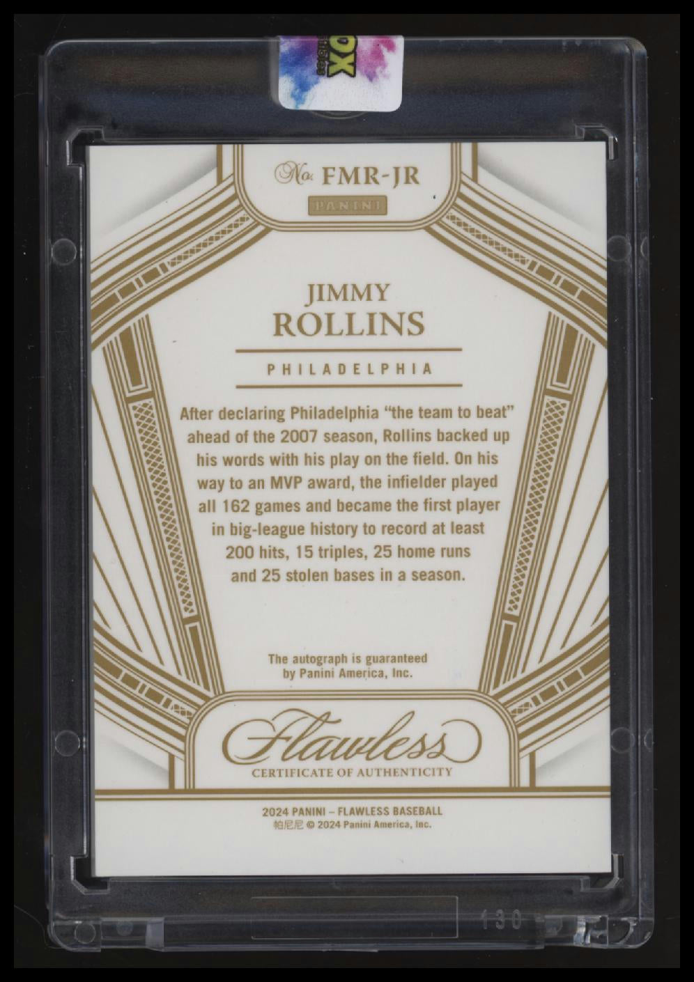 2024 Panini Flawless Jimmy Rollins Flawless Moments Auto #/15