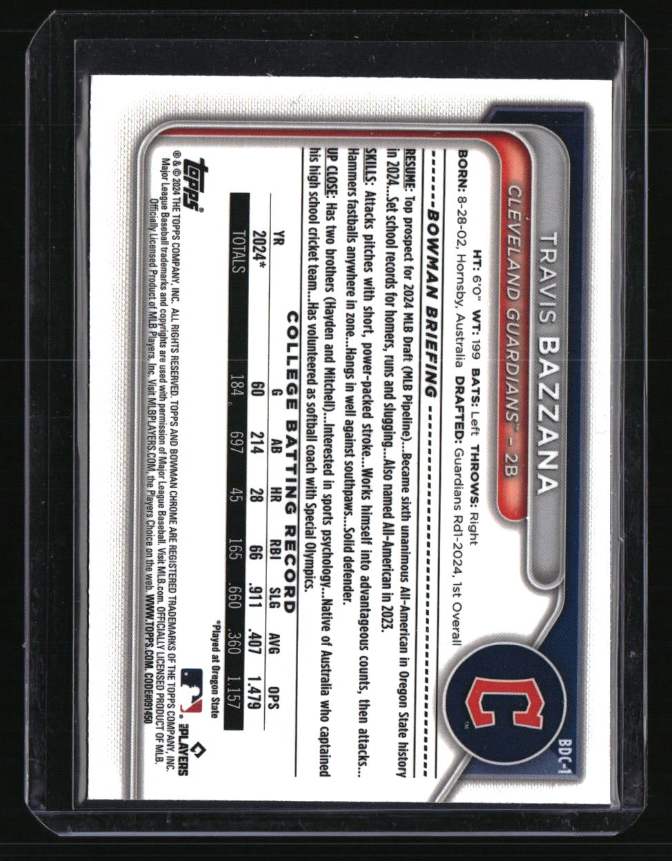 2024 Bowman Draft Sapphire Edition Travis Bazzana