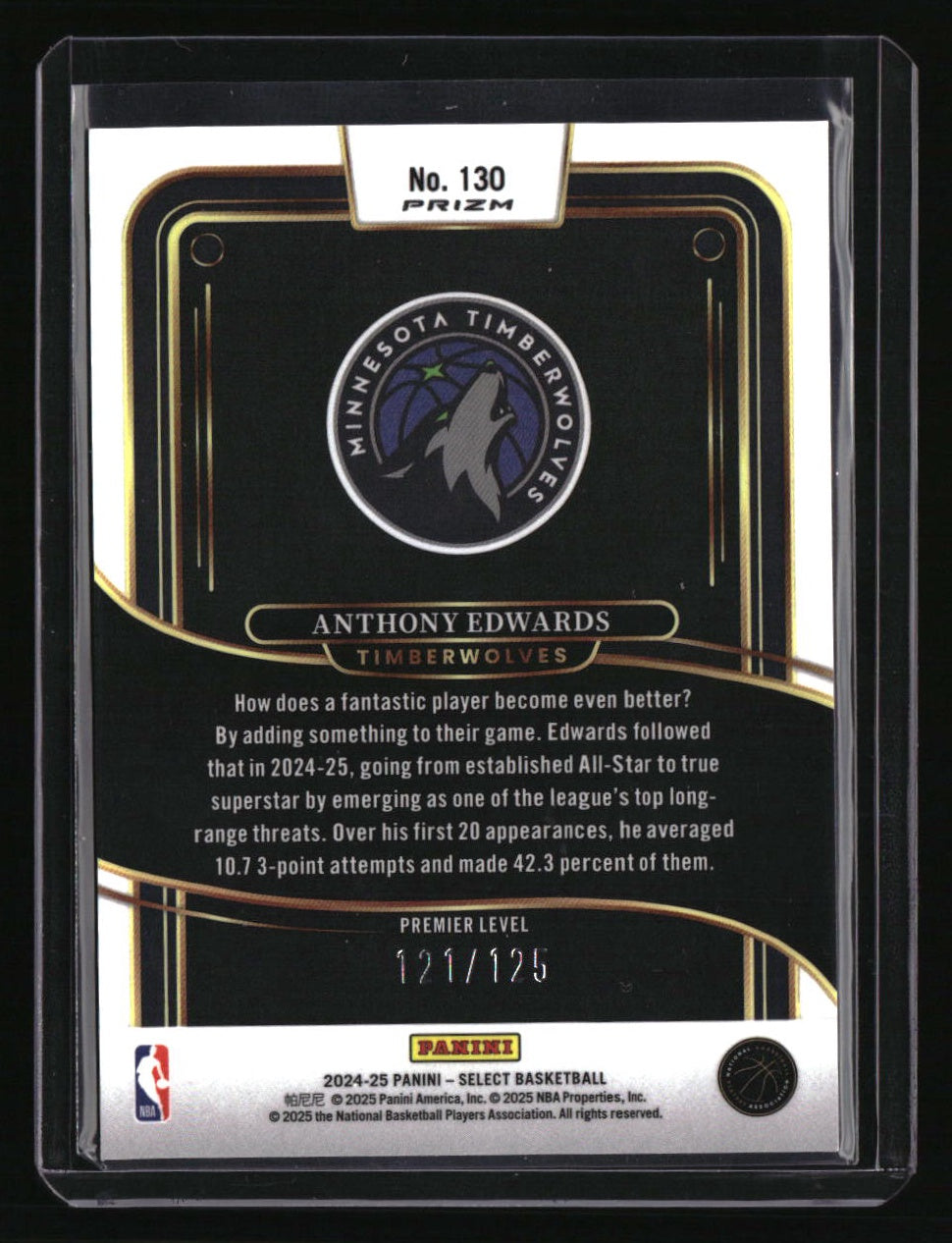 2024-25 Panini Select Anthony Edwards Green Camo Prizm #/125