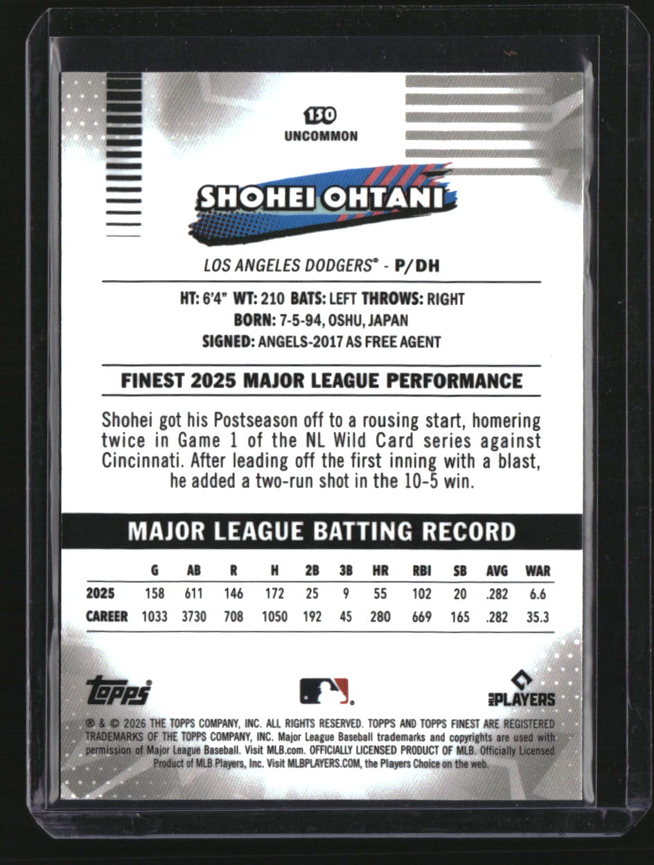 2026 Finest Shohei Ohtani Yellow Refractors #/275