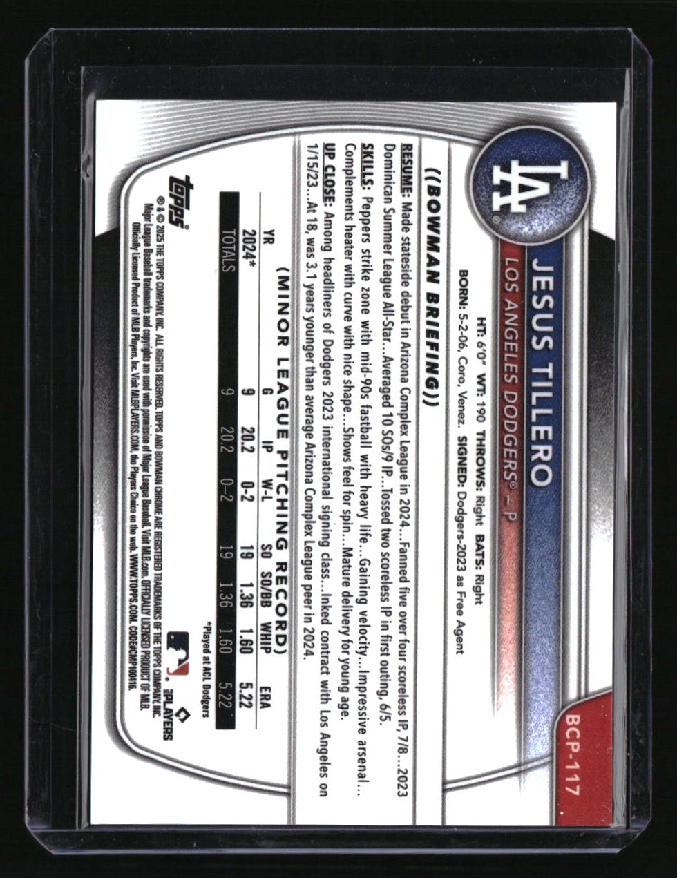 2025 Bowman Jesus Tillero Chrome Prospects Reptilian Gold Refractor #/50