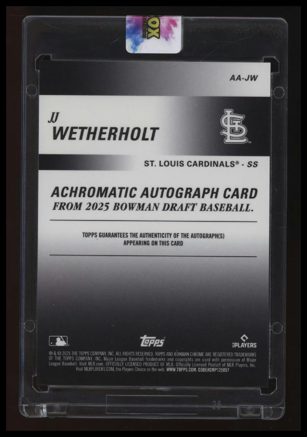 2025 Bowman Draft JJ Wetherholt Achromatic Autographs #/250