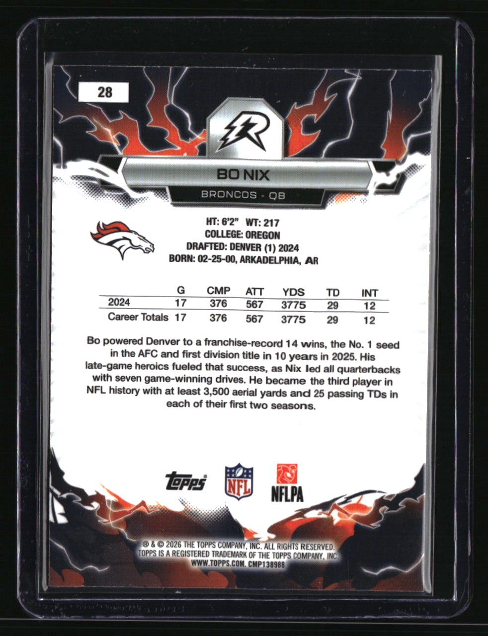 2025 Topps Resurgence Bo Nix White Surge Refractor #/125