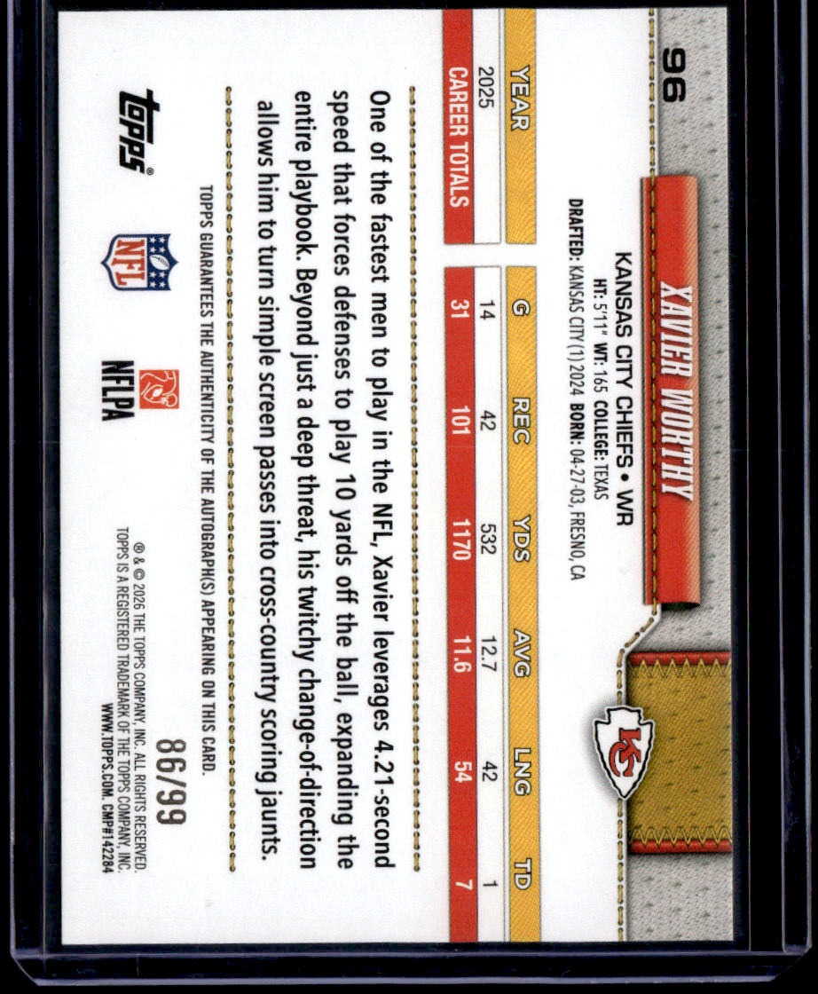 2026 Topps Flagship Xavier Worthy Real One Autographs Green #/99