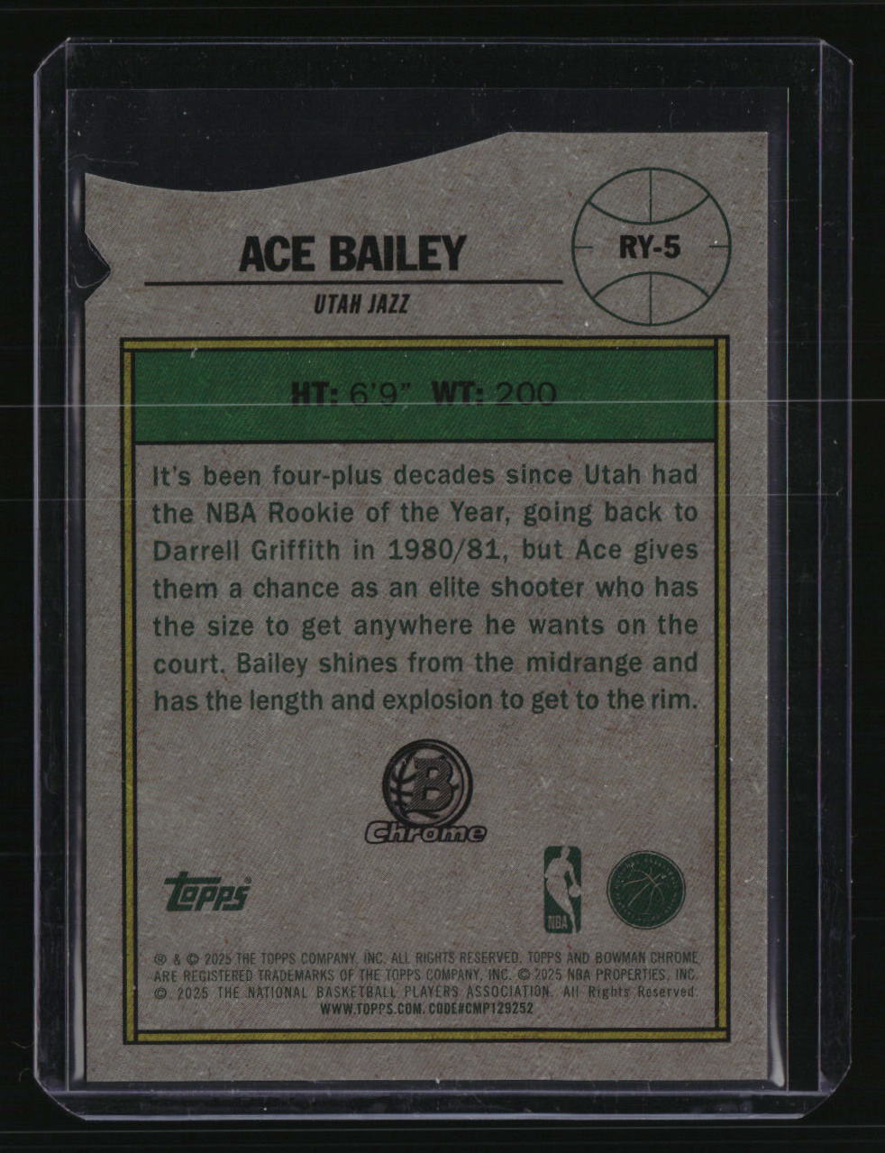 2025-26 Bowman Ace Bailey Rookie of the Year Favorites Fuchsia Refractor #/199