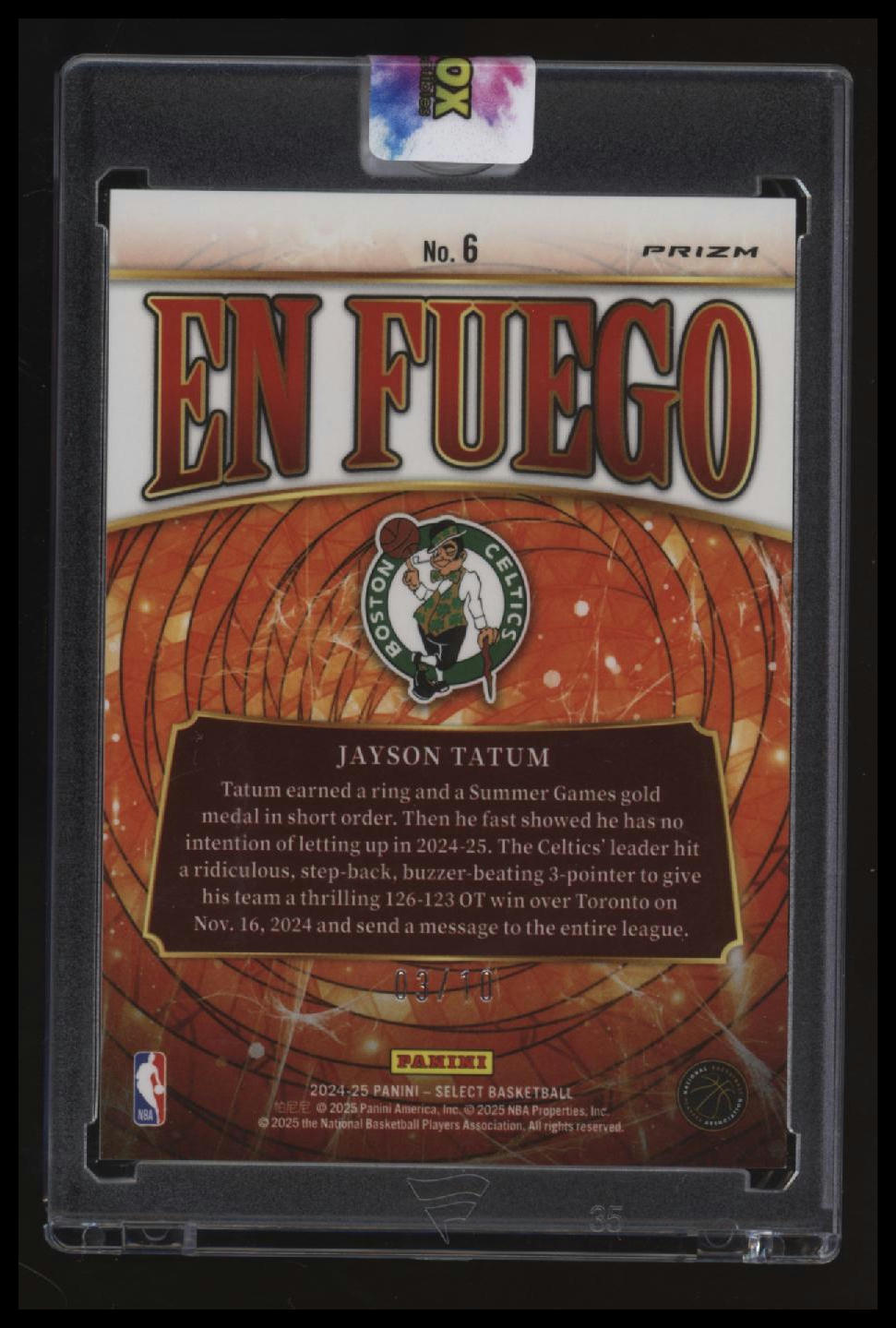 2024-25 Panini Select Jayson Tatum En Fuego Gold Prizm #/10