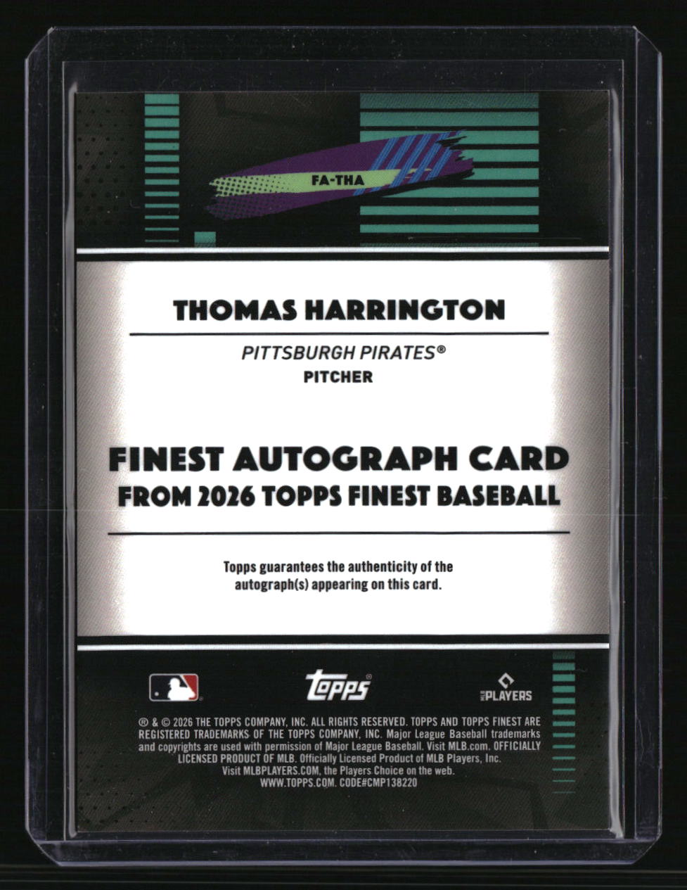 2026 Finest Thomas Harrington Finest Autographs Red Geometric Refractors #/5