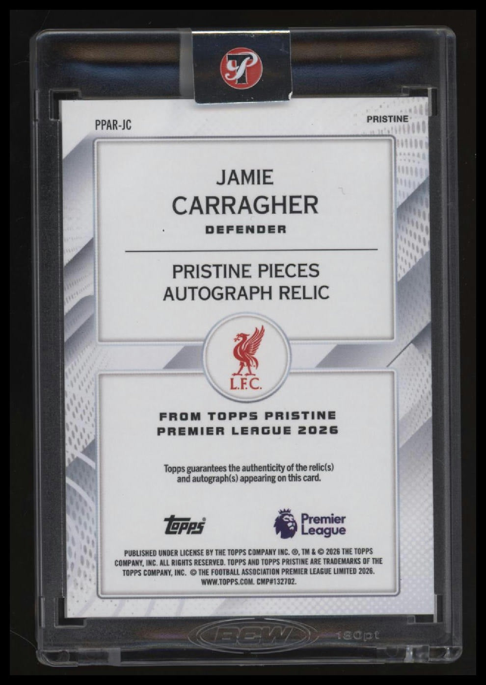2026 Topps Pristine Premier League Jamie Carragher Purple Pulsar Auto #/99