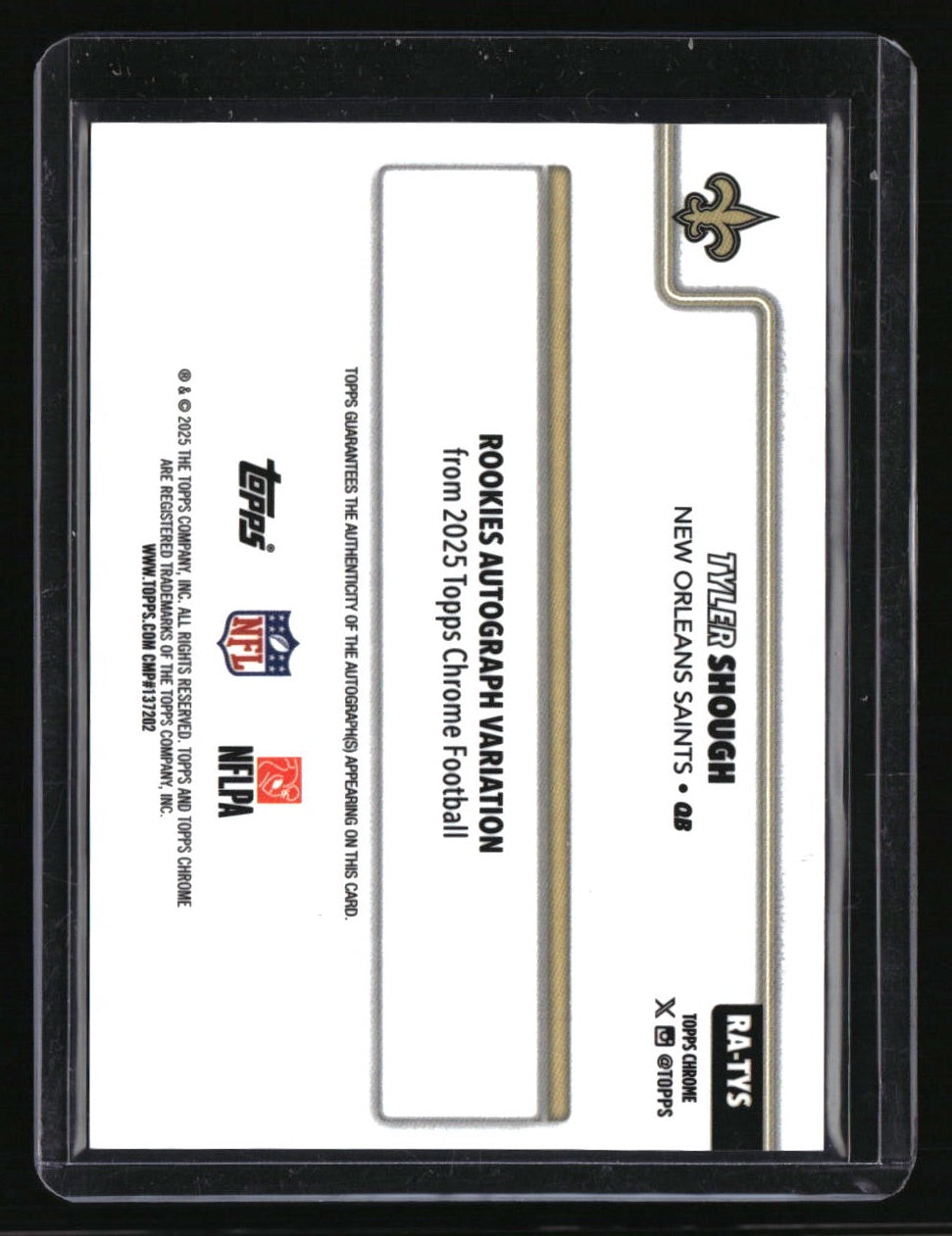 2025 Topps Chrome Tyler Shough Rookie Autographs Purple Geometric Refractor #/75