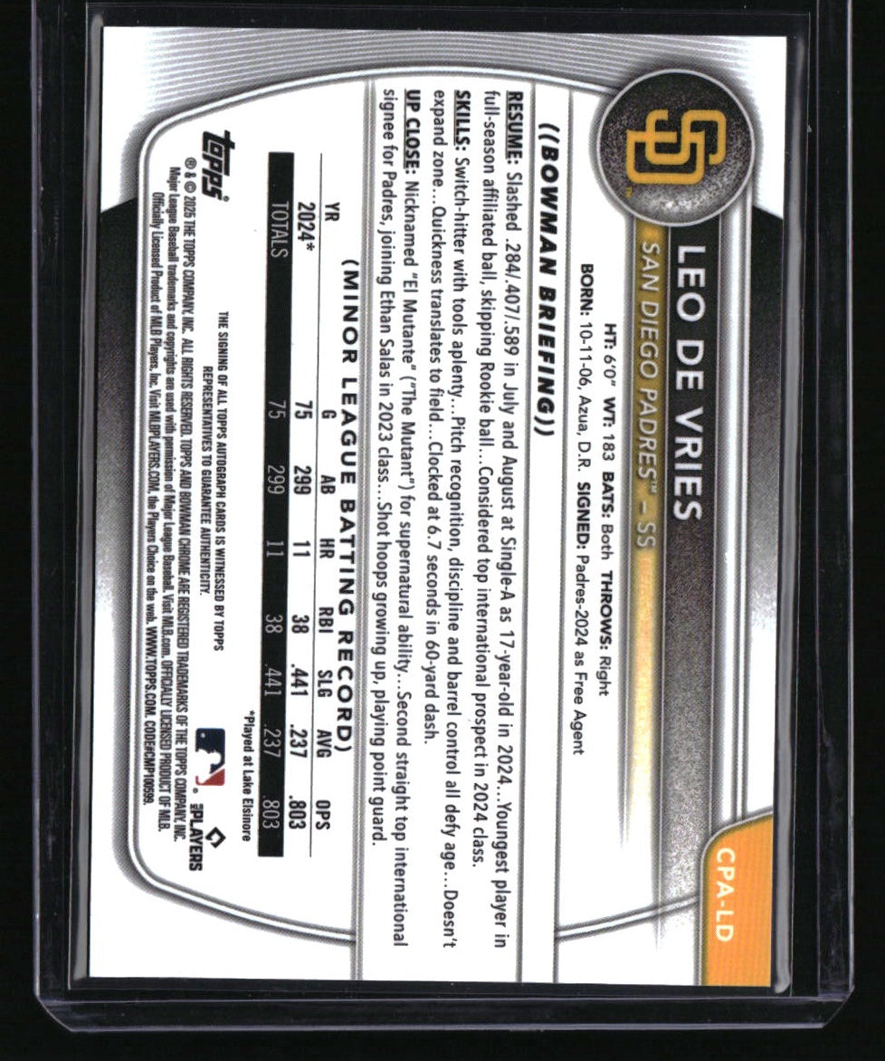 2024 Bowman Chrome Leo De Vries Prospect Autographs