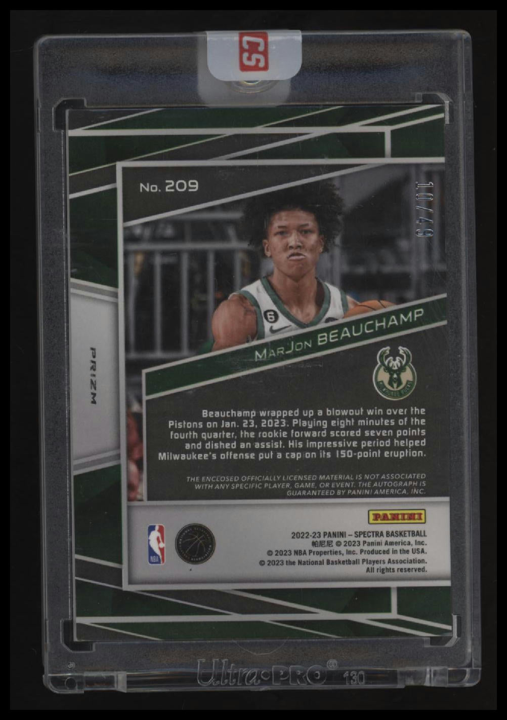 2022-23 Panini Spectra MarJon Beauchamp Interstellar #/49