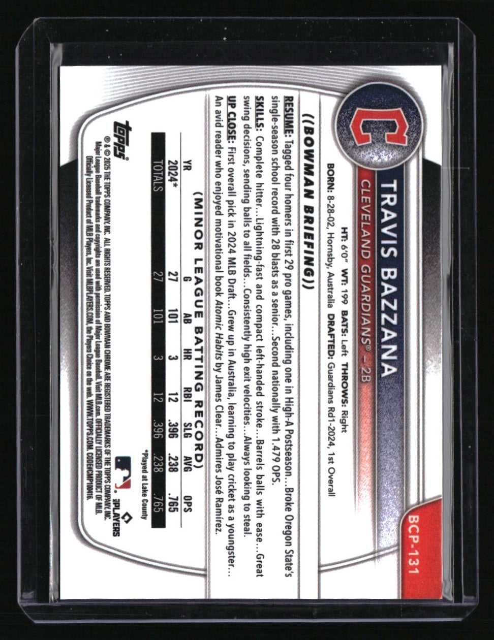 2025 Bowman Travis Bazzana Chrome Prospects Green Geometric Refractor #/99