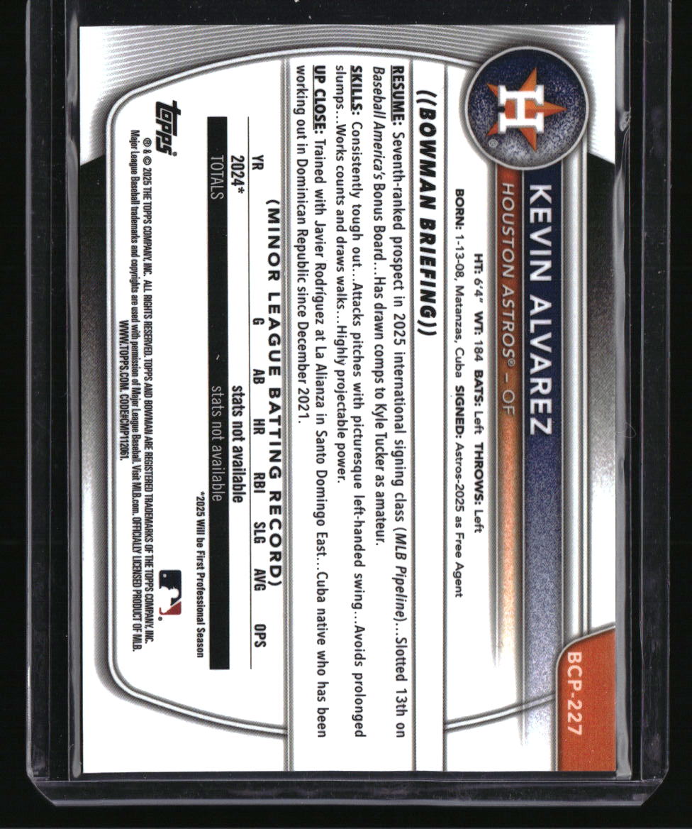 2025 Bowman Chrome Kevin Alvarez Prospects Orange Shimmer #/25