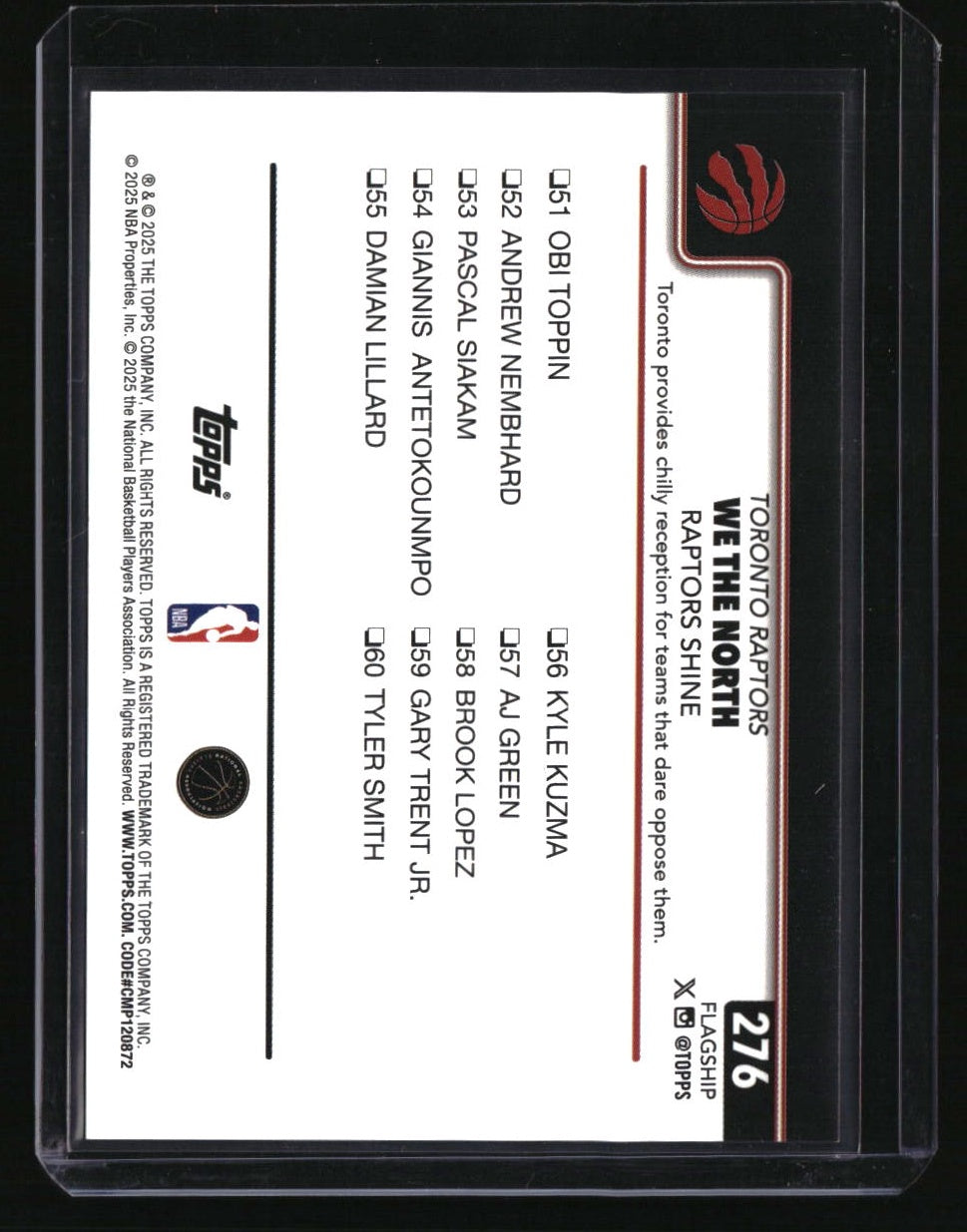 2025-26 Topps We The North: Raptors Shine Season Tip Off Red Foilboard #/5