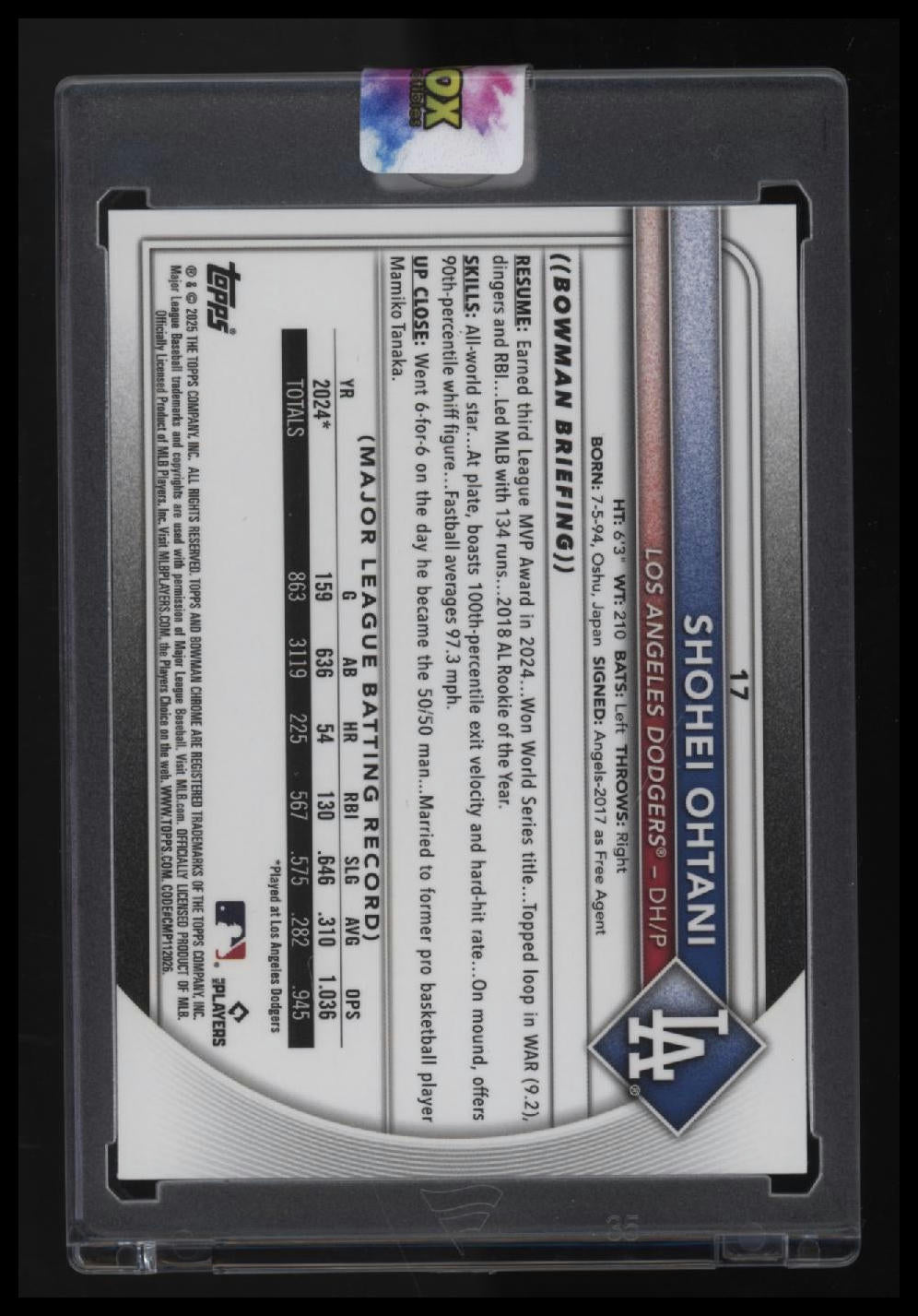 2025 Bowman Chrome Sapphire Edition Shohei Ohtani