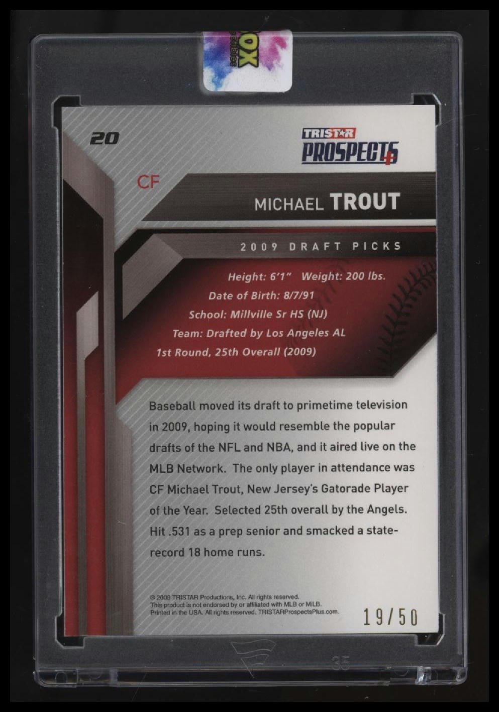 2009 TriStar Prospects Plus Michael Trout Auto #/50