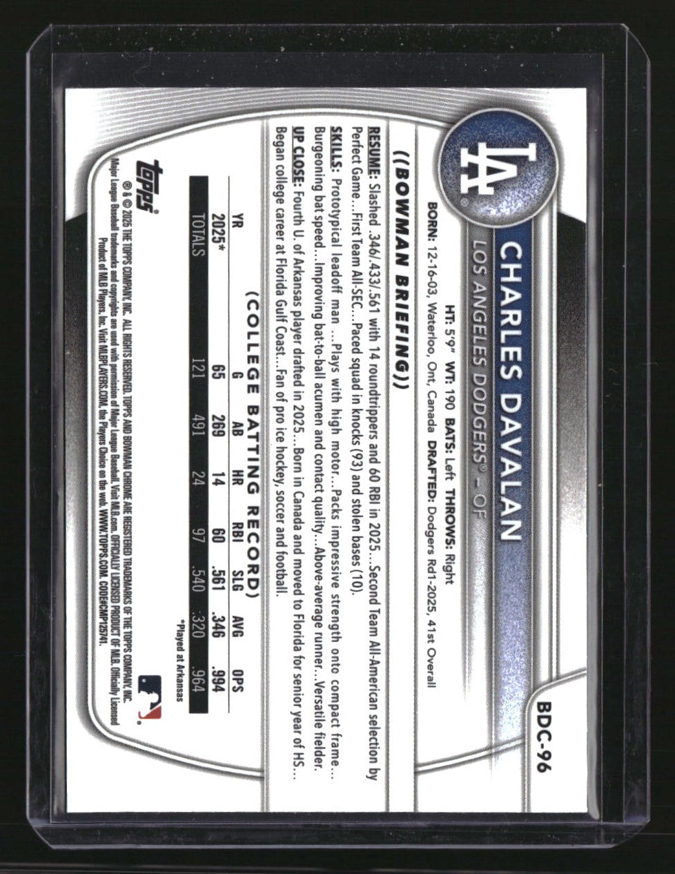 2025 Bowman Draft Charles Davalan Chrome Stained Glass
